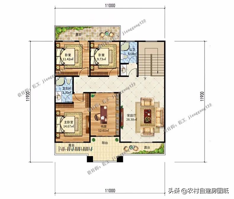 120 square meters two-story small apartment villas, 5 styles with 