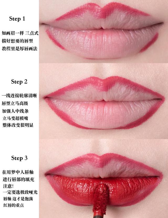 Different lip shapes "lipstick application method", petal lips are