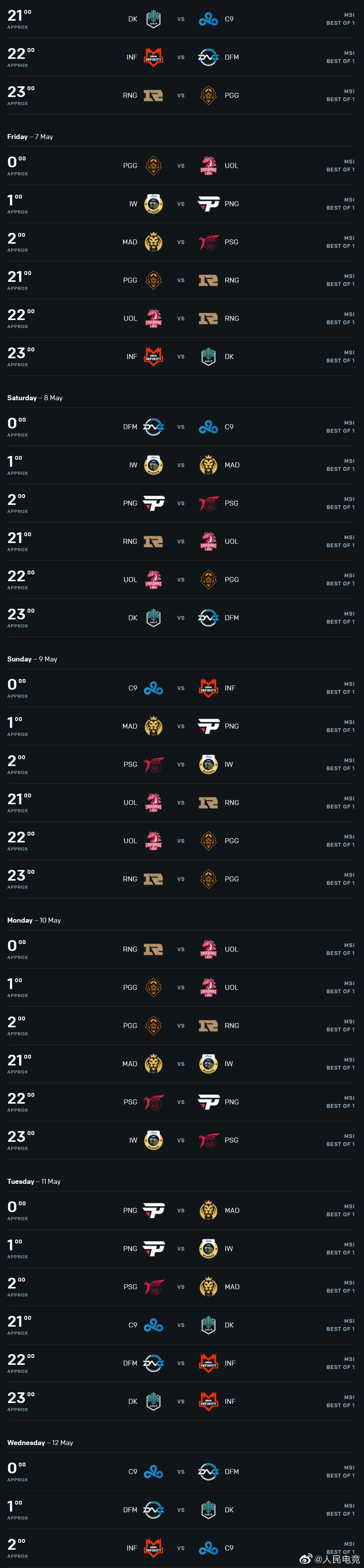 "League of Legends" MSI schedule DK kicks off the opening match, RNG