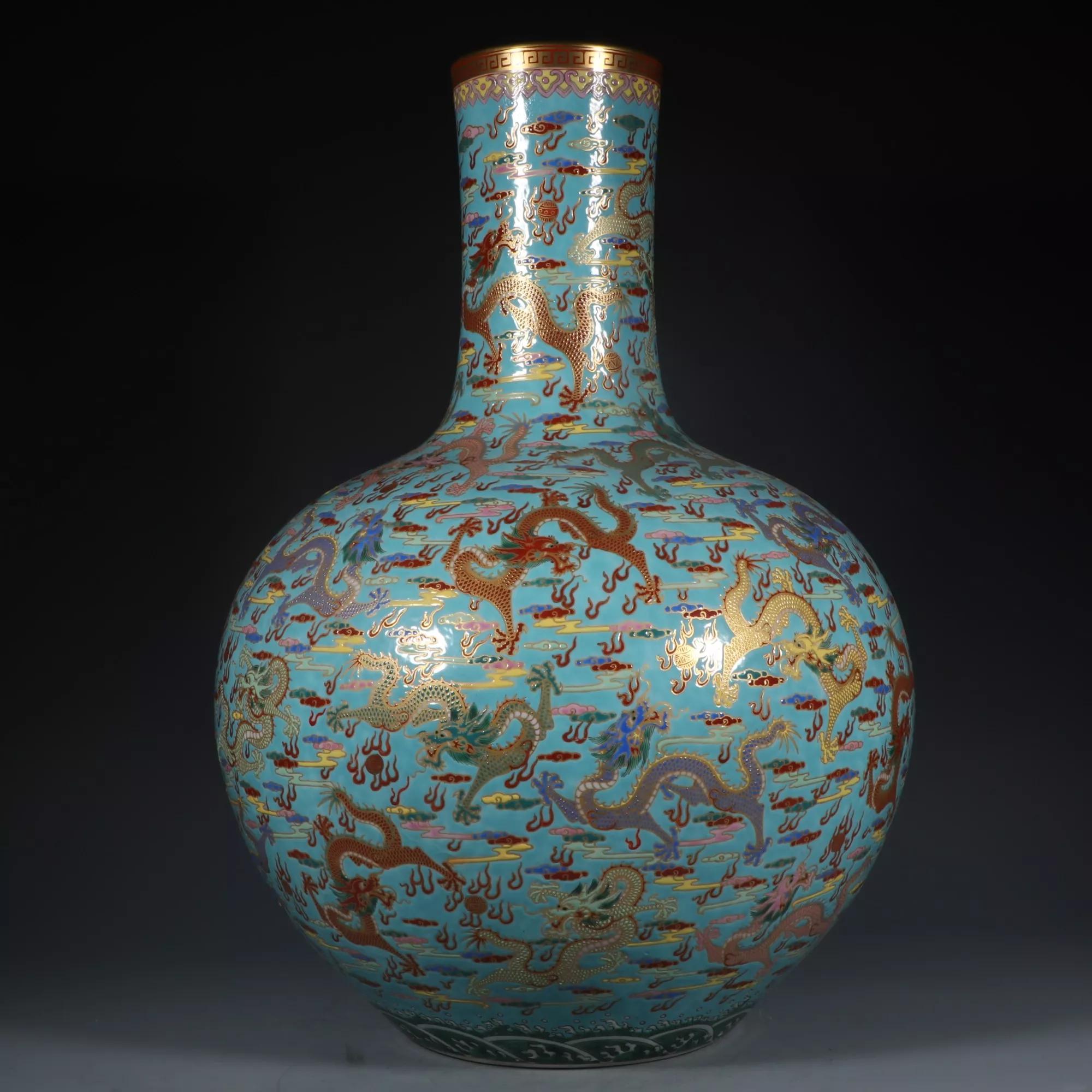 いいスタイル 中国 藍地描金粉彩 遊魚文 回転瓶 M R3875 - 美術品 ...