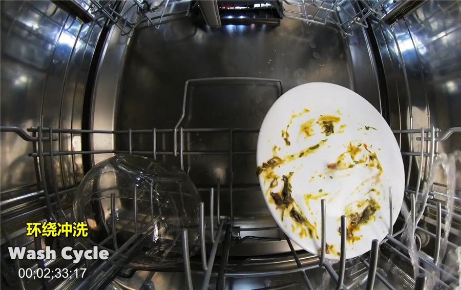 How does the dishwasher clean the dishes?After the old man put the