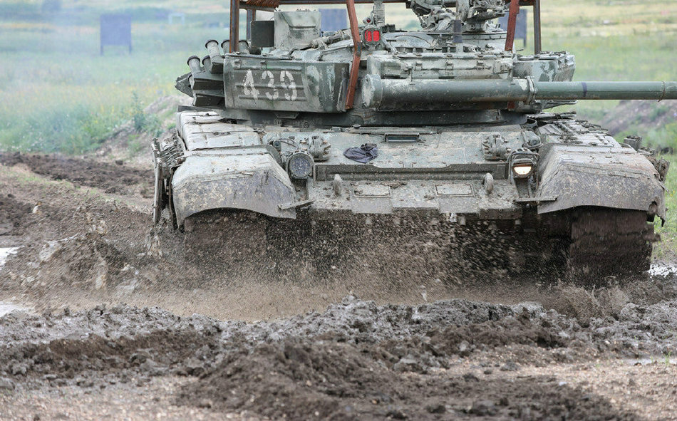 Welded iron cages on top of Russian tanks defend against Ukrainian