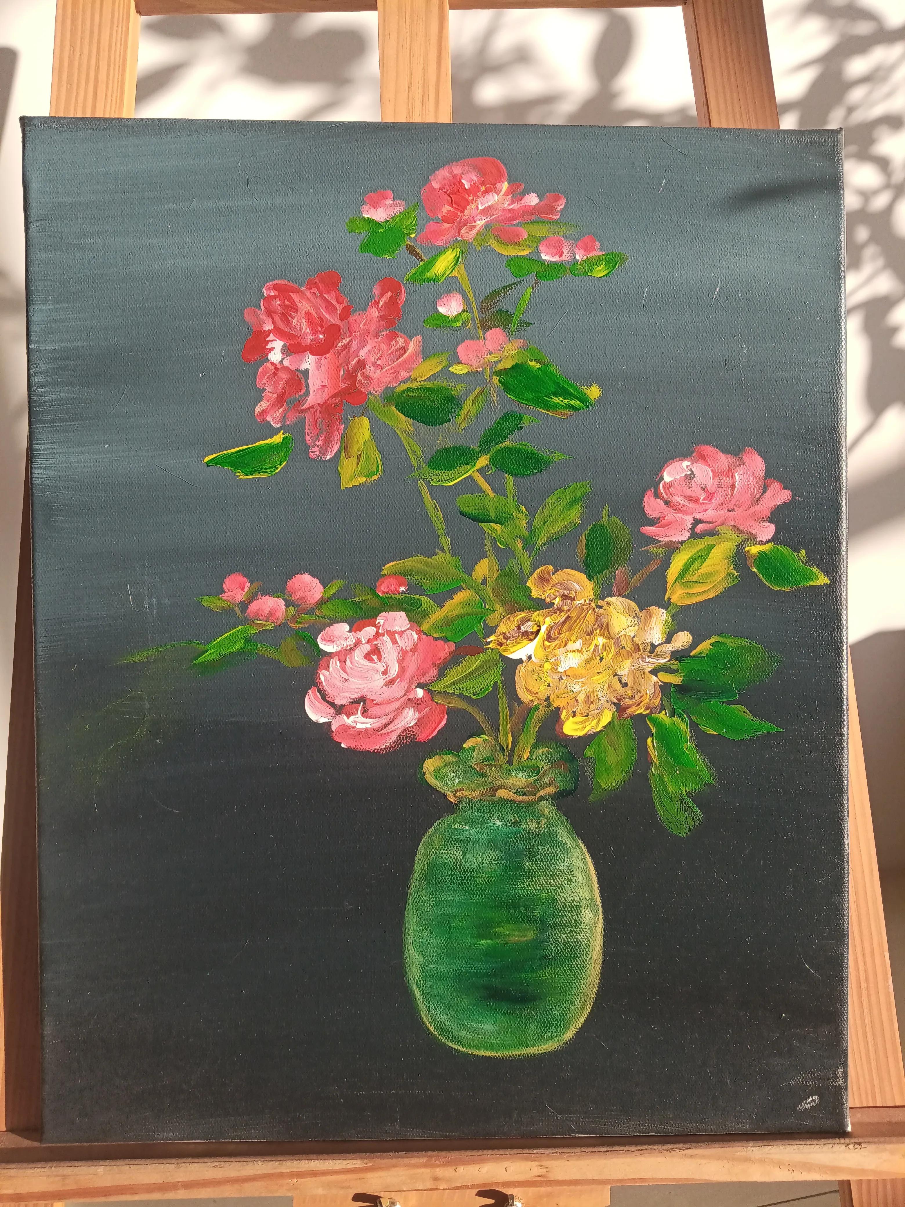 女画家马越油画 冬日的玫瑰 巴黎到北京人生色彩 资讯咖