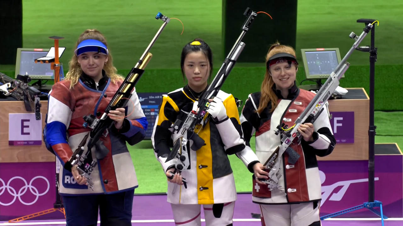 In the Olympic air rifle competition, the distance is only 10 meters ...