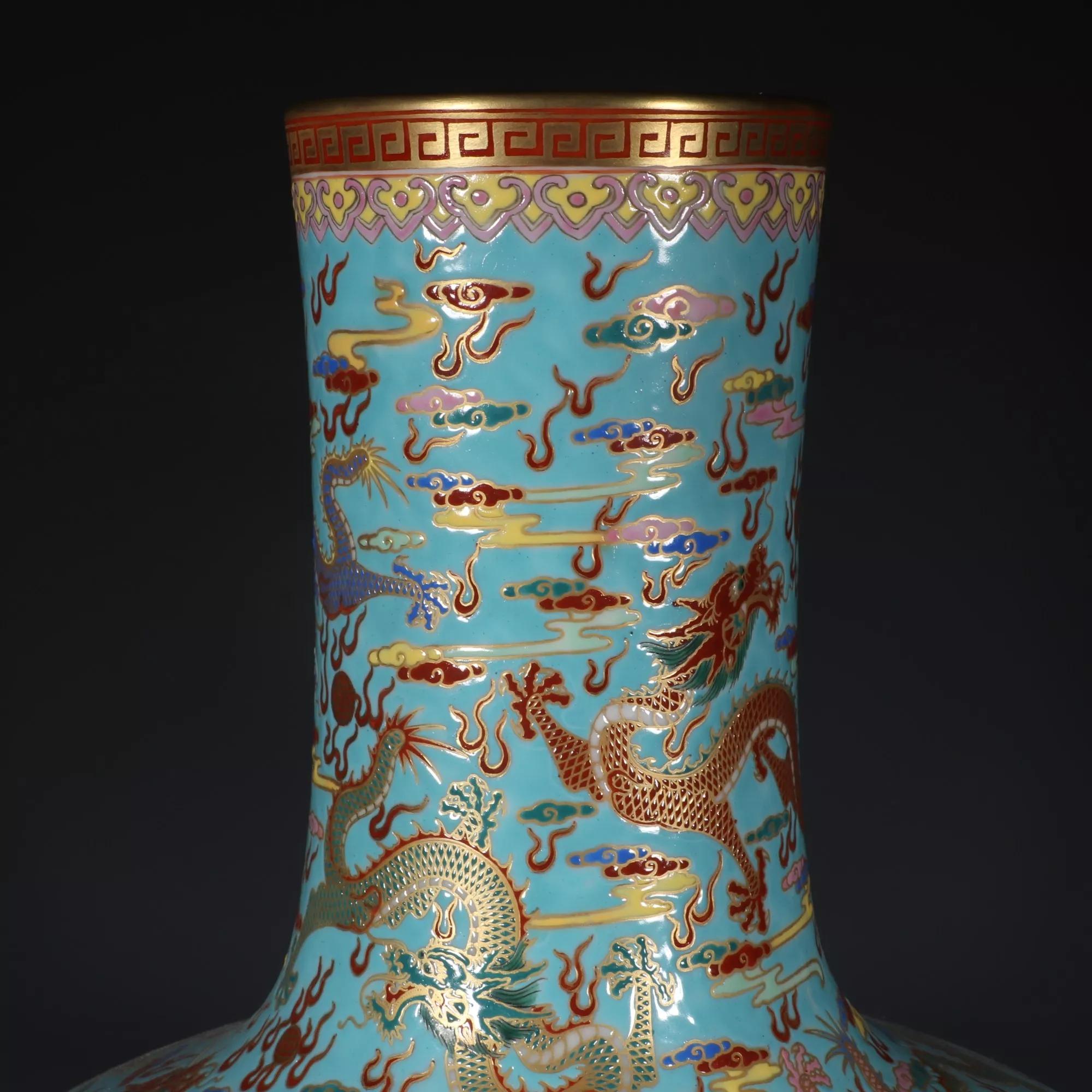 いいスタイル 中国 藍地描金粉彩 遊魚文 回転瓶 M R3875 - 美術品 ...