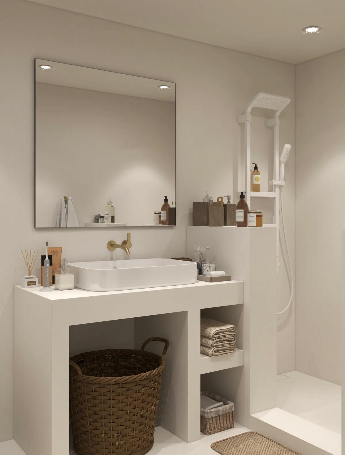 Microcement is so amazing!White shower collocation, full bathroom