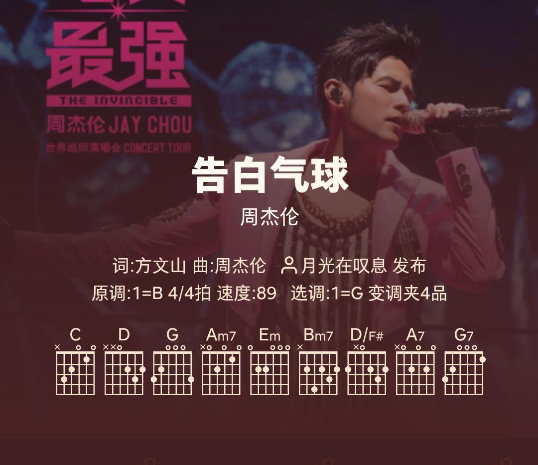 Good score sharing confession balloon Jay Chou G mobile guitar tab iMedia