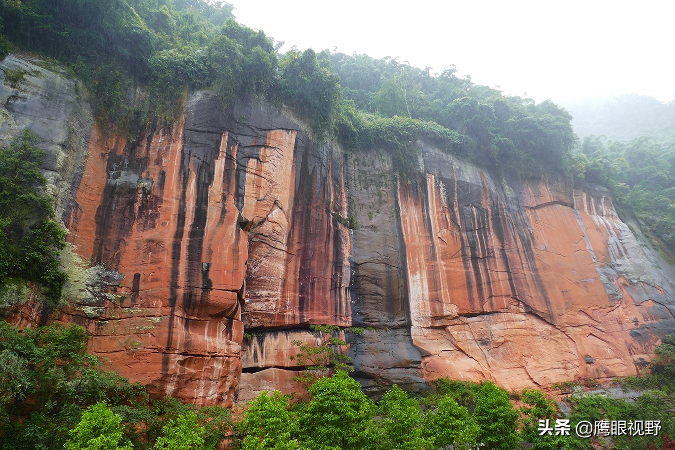 Visitor platform overlooking colorful Danxia cliffs